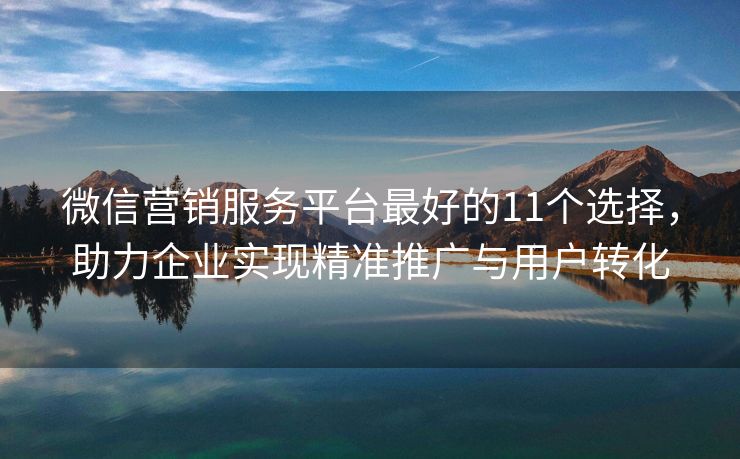 微信營銷服務(wù)平臺最好的11個選擇，助力企業(yè)實現(xiàn)精準推廣與用戶轉(zhuǎn)化